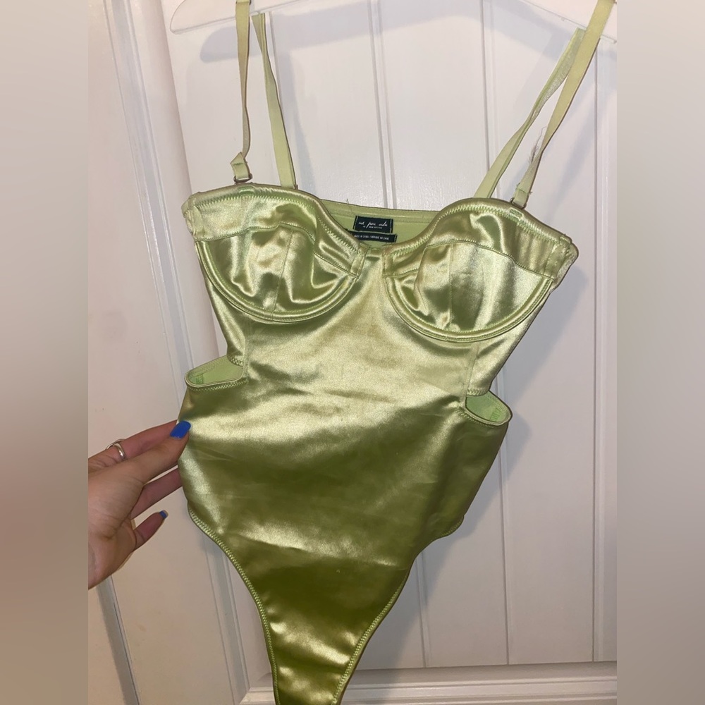 Silky green body suit